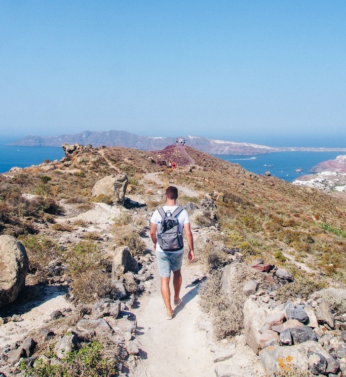 Trekking a turistika na Santorini